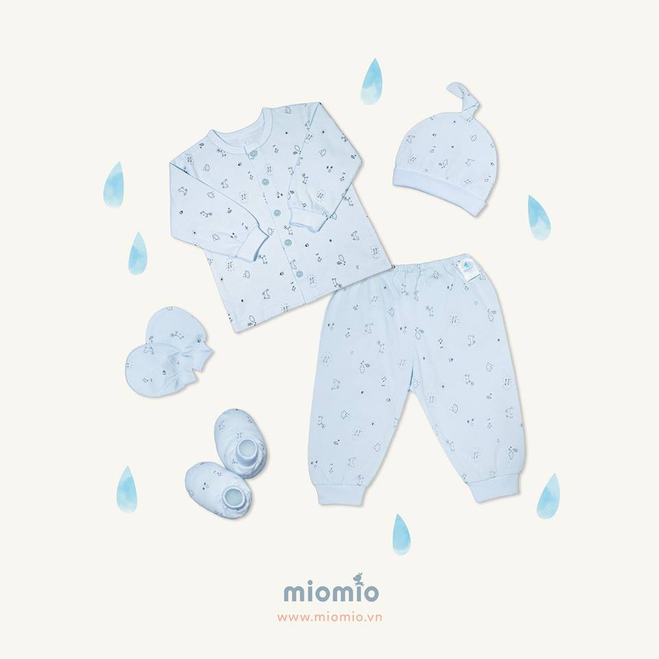 Set Đồ Sơ Sinh 5 Món Dài MIOMIO, Họa Tiết: Thỏ, Sọc, Mèo, Mèo Mây Cho Bé Trai Bé Gái
