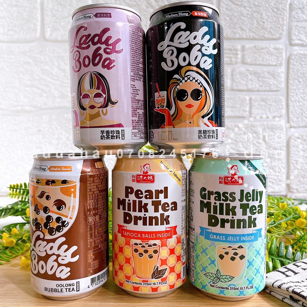 Một lon trà sữa Đài Loan có thạch trân châu Boba Đài Loan chuẩn xịn lon 315ml có 4 vị