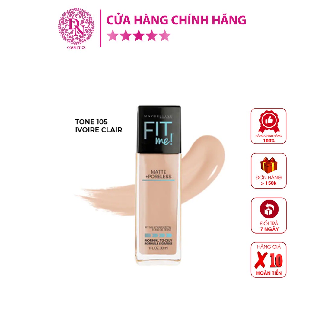 Kem Nền Maybelline Mịn Nhẹ Kiềm Dầu, Chống Nắng Matte Poreless Foundation SPF 22 30ml