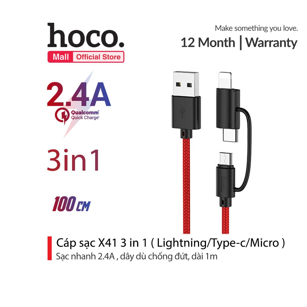 CÁP SẠC 3IN1 HOCO X41