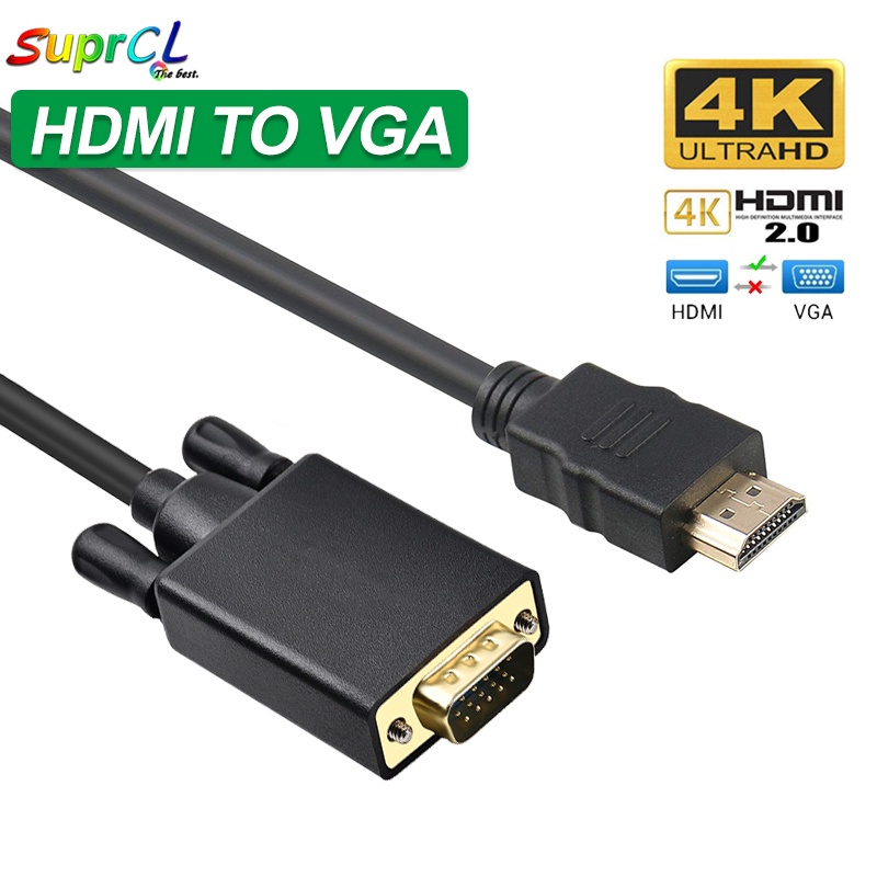 Dây cáp chuyển đổi HDMI sang VGA 1.8M 4K 1080P HDMI kỹ thuật số AV sang VGA 6ft cho máy tính bàn/ máy tính xách tay