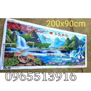 Tranh đính đá thành phẩm phong cảnh 2mx90cm đẹp