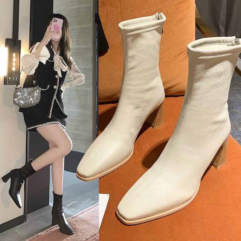 GIÀY BỐT KHOÁ KHÉO GÓT VUÔNG 7 PHÂN