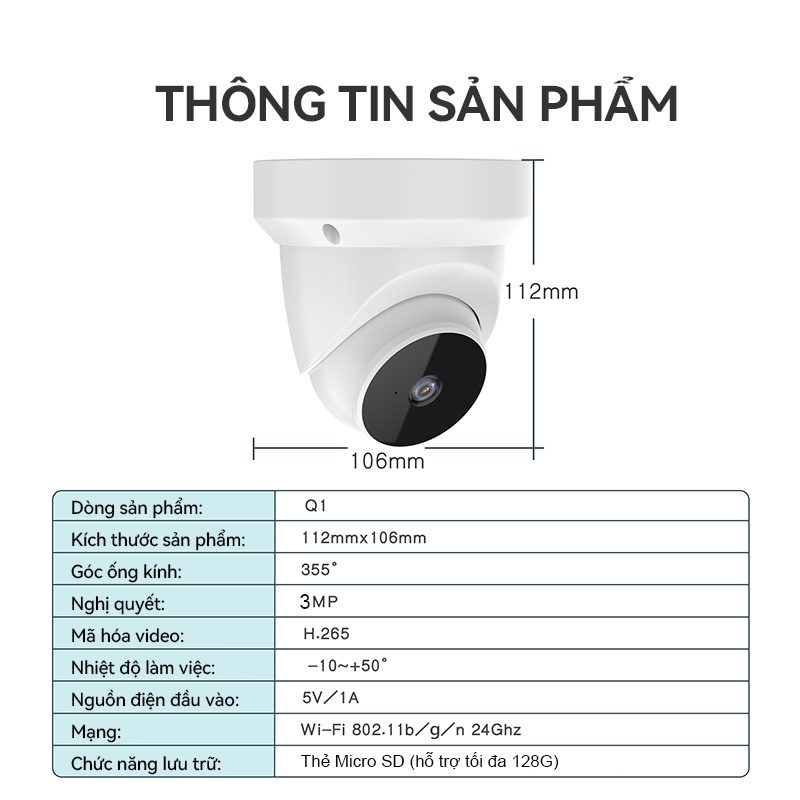 Camera IP Wifi Xiaovv By V380 Q1 3MP CCTV Treo Tường Thông Minh Camera An Ninh Không Dây Máy Ảnh Nhìn Ban Đêm