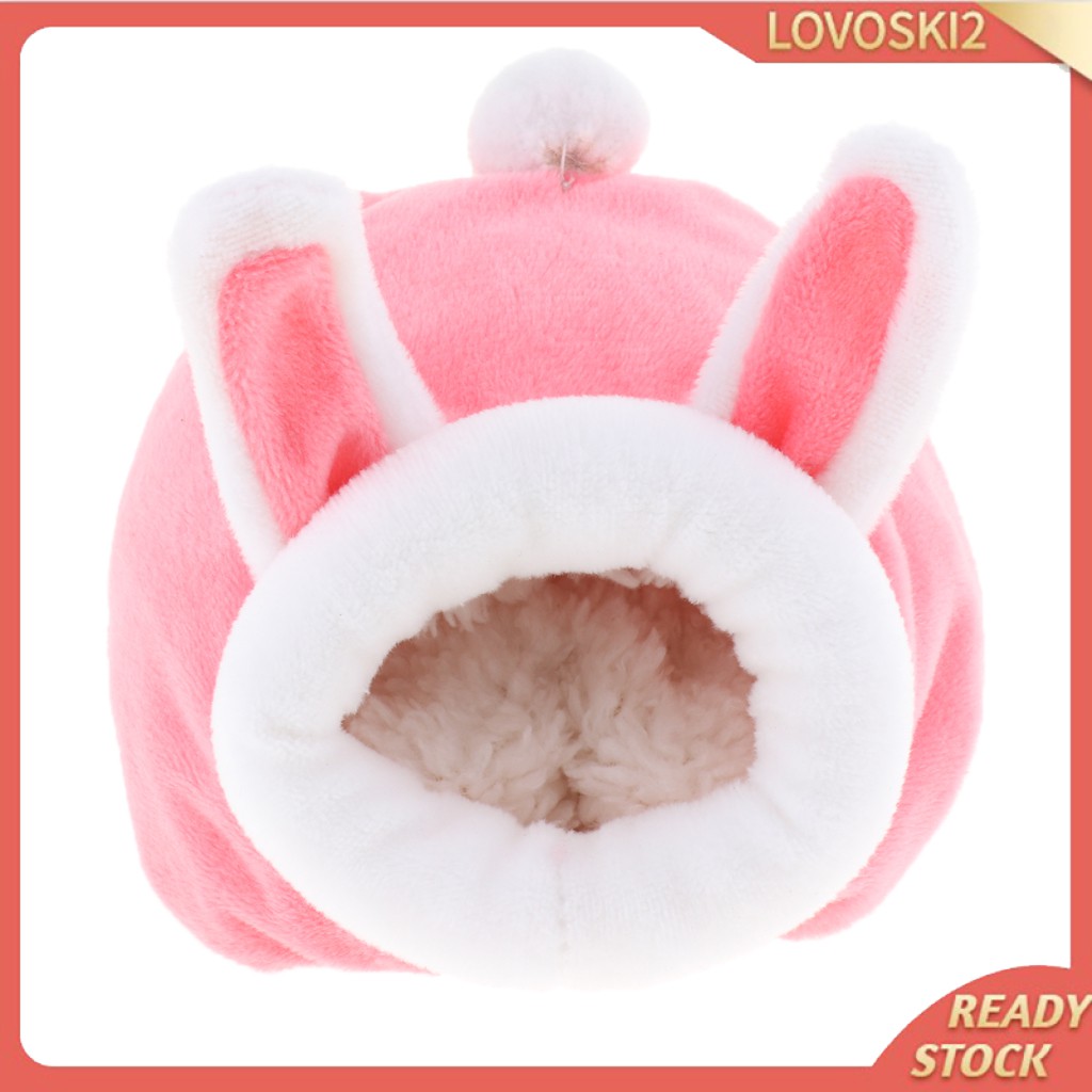 Winter Warm Rabbit Guinea Pig Hamster House Bed Cute for Small Animals pink