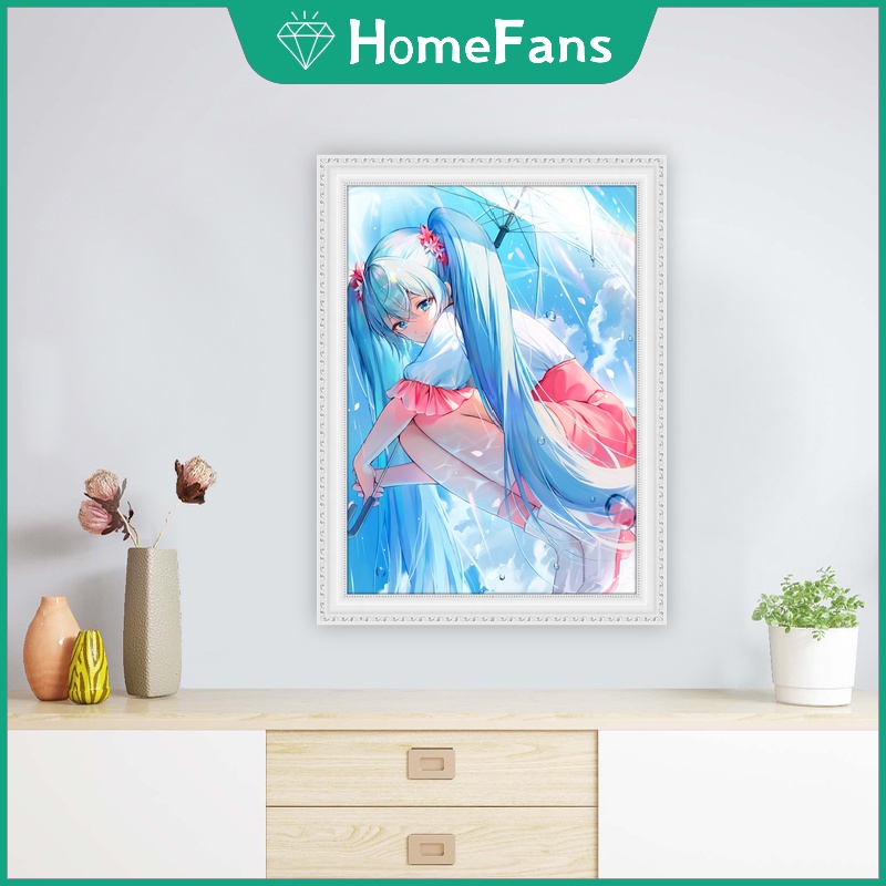 Bộ Tranh Đính Đá 5D Tự Làm Họa Tiết Hoạt Hình Miku 30x40cm/40x50cm Trang Trí Nhà Cửa