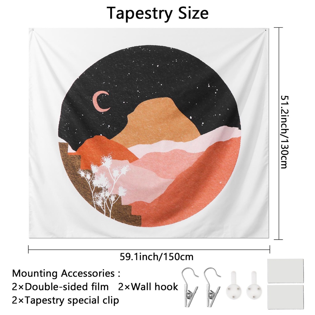 KUNHEV Thảm Treo Tường Trang Trí Hình Mặt Trời / Mặt Trăng / Mặt Trời Đầy Màu Sắc Tươi