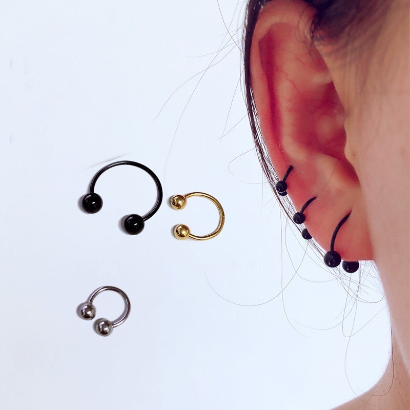 KHUYÊN TAI NAM UNISEX - KHUYÊN TAI CHỮ U CÁ TÍNH