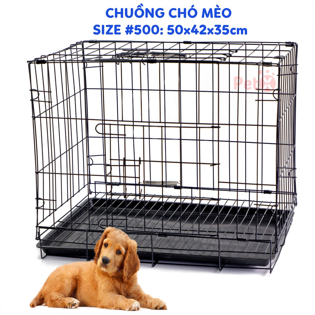 Lồng chó mèo, chuồng chó mèo tặng khay vệ sinh size M 62cmx45cm