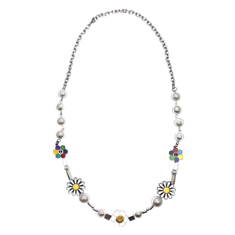 Dây Chuyền Mặt Hoa Cúc Đính Hạt Cườm Phong Cách Hip Hop