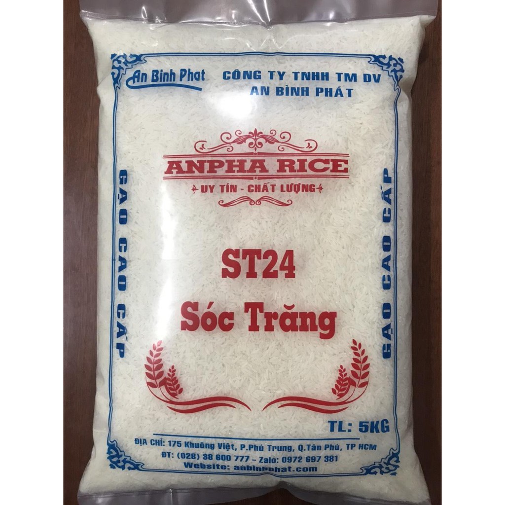 Gạo ST24 AnPha Rice (túi 5kg) top 3 gạo ngon nhất thế giới