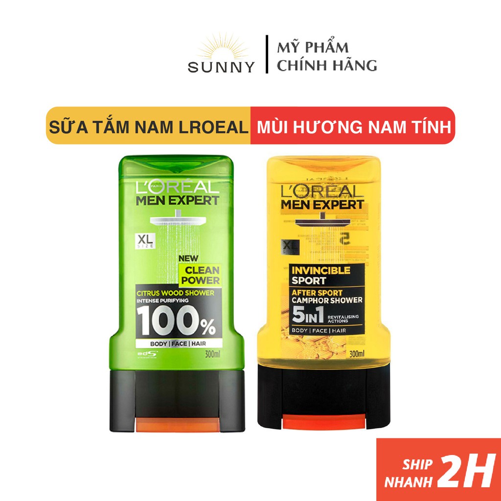 Sữa tắm nam L'OREAL Men Expert 300ml loại bỏ các tạp chất như mồ hôi giúp chăm sóc da, làm sạch cơ thể