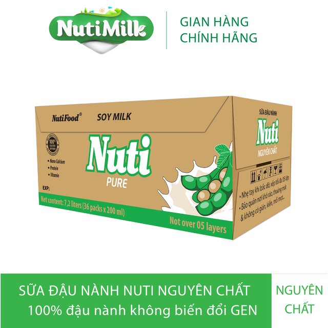 Thùng 36 bịch Sữa đậu nành Nguyên chất 200ml/bịch