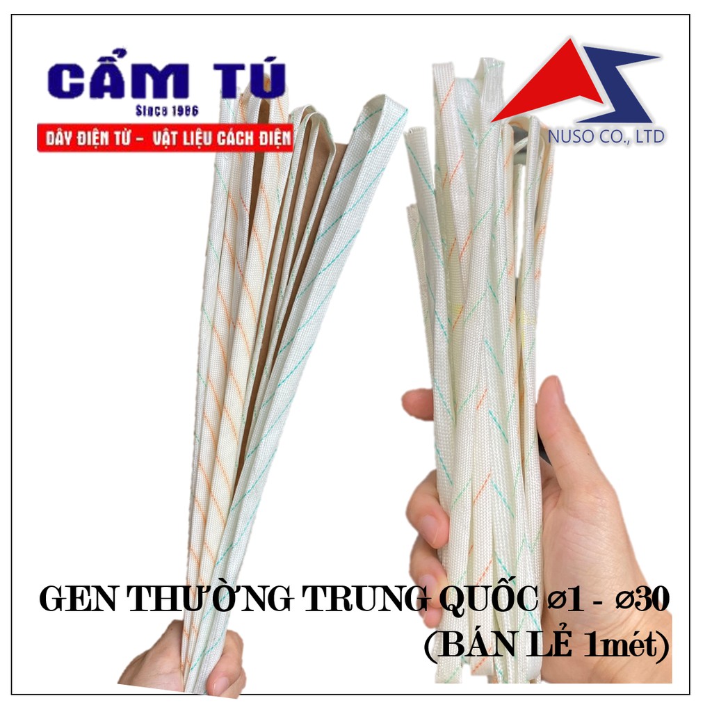 (1m) Gen cách điện sợi thủy tinh chịu nhiệt (bán lẻ từ ⌀1-⌀12) gen cách điện chịu nhiệt