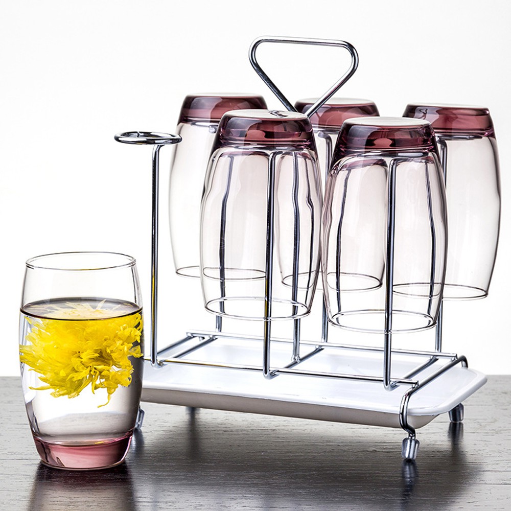 Bộ cốc-ly thủy tinh pha lê đáy tím chất liệu thủy tinh chịu nhiệt chuyên dùng uống rượu vang, cocktail sang trọng