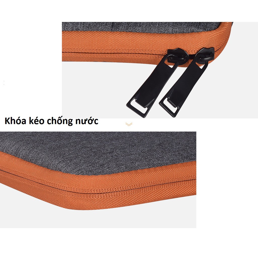 Túi chống sốc laptop có quai xách 3 ngăn_màu xám, đen