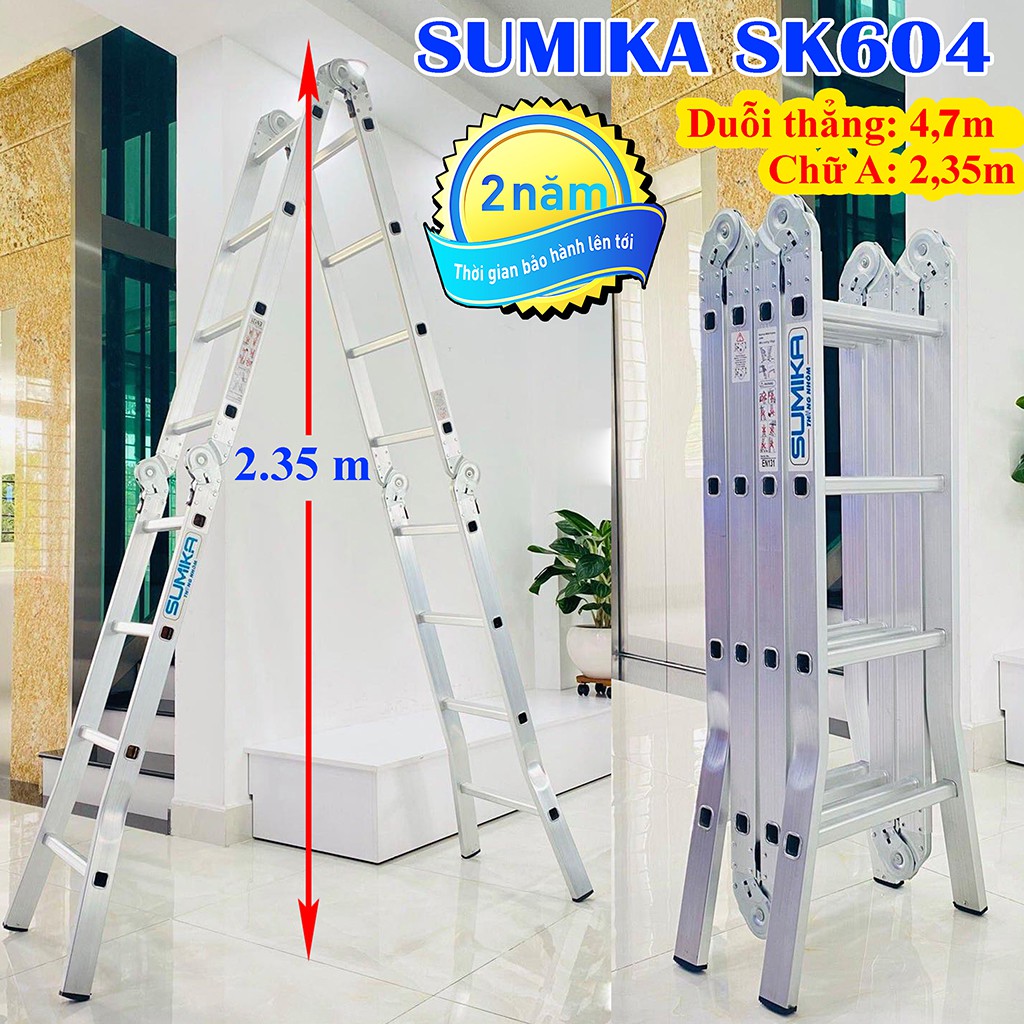 Thang nhôm gấp 4 đoạn Sumika SK604