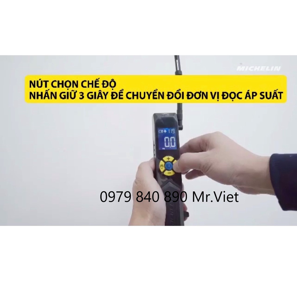 Máy bơm lốp xe đạp , xe máy , ô tô xài Pin sạc Michelin 3321 - Chính hãng Michelin