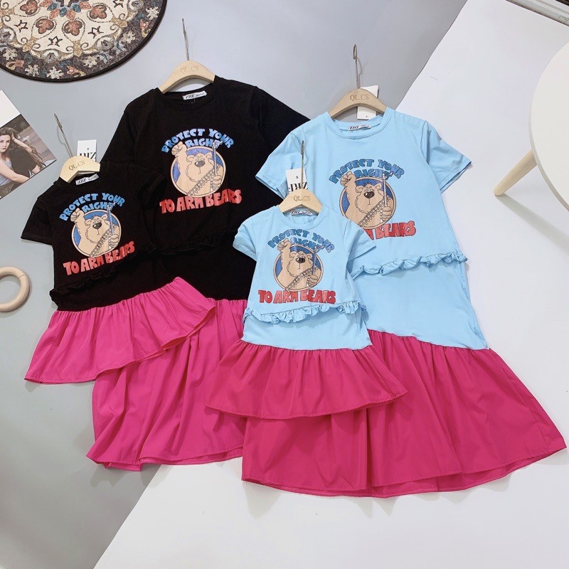 MB7 - SET VÁY SUÔNG GẤU MẸ BÉ PHỐI MÀU | BigBuy360 - bigbuy360.vn