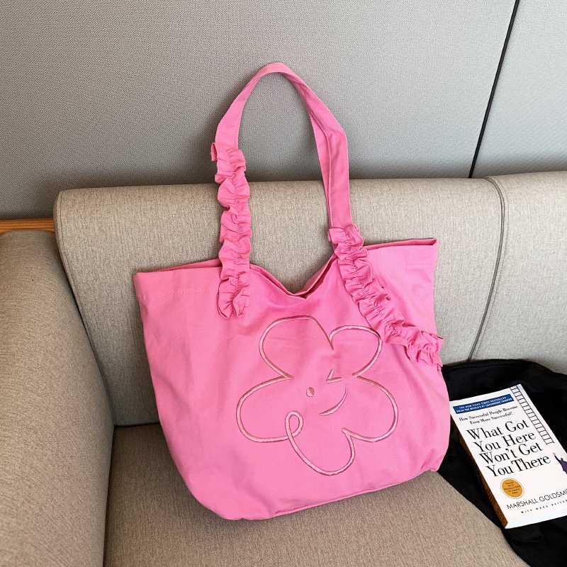 Túi Đeo Vai Vải Canvas Thêu Hoa Nhỏ Xinh Xếp Ly Thời Trang Nhật Bản Mới 2022 Cho Bạn Gái