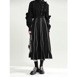 Chân Váy Dài Lưng Cao Thiết Kế Độc Đáo Phong Cách Hồng Kông Hàng Mới