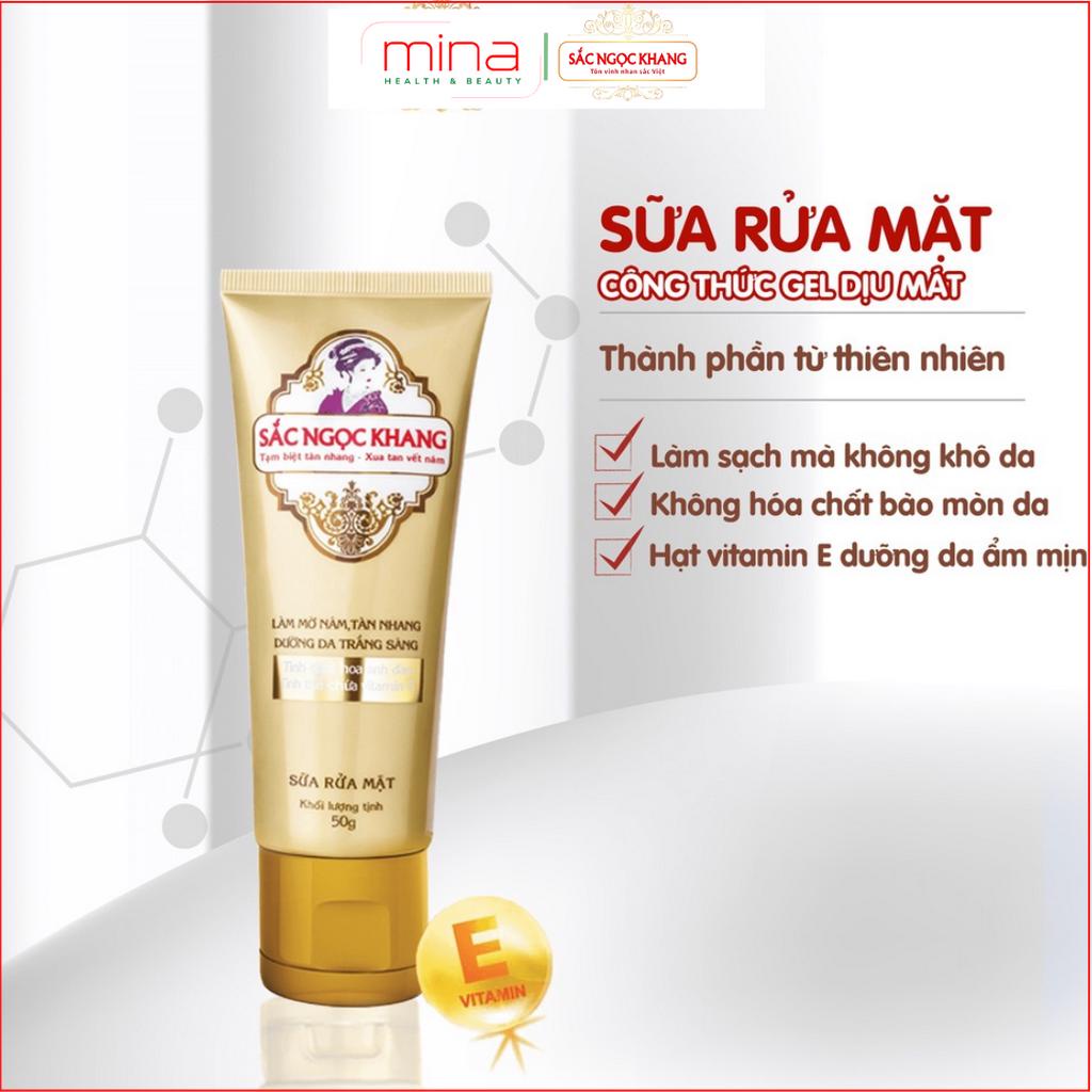 Sữa Rửa Mặt SẮC NGỌC KHANG công thức Gel dịu mát + hạt tinh thể vitamin E giúp làm sạch dịu nhẹ & không làm khô da