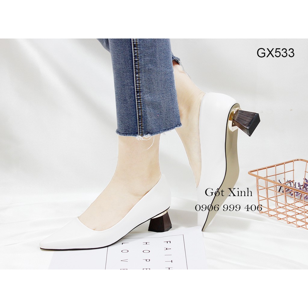 Giày cao gót 3 phân gót vuông loe - có size 40 trở lên - Hình thật shop tự chụp
