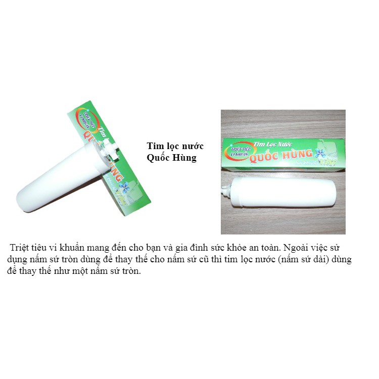 Tim sứ lọc nước triệt tiêu vi khuẩn Quốc Hùng (Trắng)