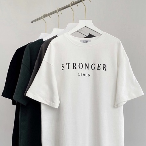 Áo phông tay lỡ form rộng nam nữ STRONGER áo thun tay lỡ cotton khô 3158 loại 1 quảng châu oversize