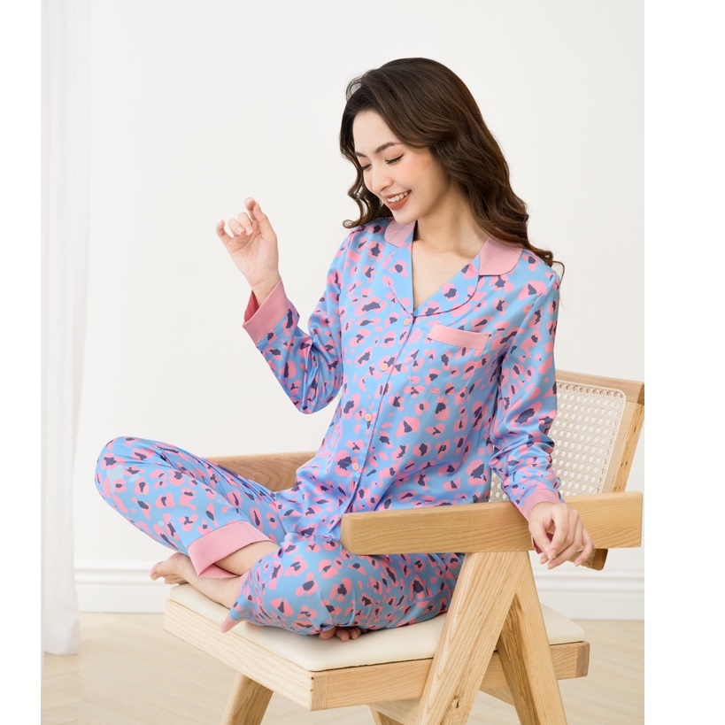Đồ Ngủ Nữ Bộ Pijama Dài Tay Lụa Cao Cấp Mặc Nhà Sau Sinh Đẹp Thấm Hút Thoáng Mát - VADESI