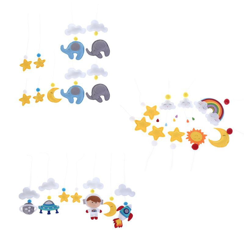 WMMB Baby Clouds Stars Mobile Rattles Toys Bed Bell Wind Chimes Kids Children Room Hanging Decorations Handmade Non-woven DIY Material