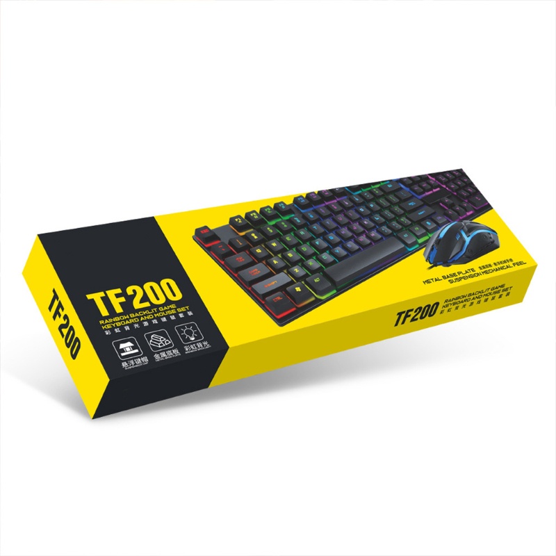 Bộ Bàn Phím Cơ Và Chuột USB btsg TF2Gaming TF200 Màu Cầu Vồng Tiện Dụng Cho Laptop