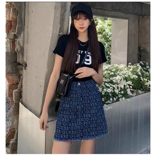 Chân váy bò dáng A tua gấu _ Hàng Quảng Châu