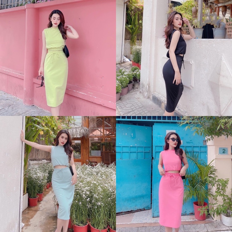 set áo croptop chân váy bút chì ! Xã lỗ
