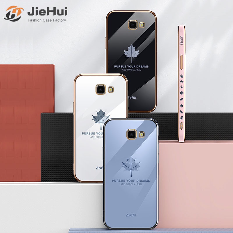 Ốp Điện Thoại TPU Mềm Mạ Chrome Hình Lá Phong + Dây Đeo Cho Samsung Galaxy J4 Plus / J6 Plus / J7 Prime / J5 Prime / J7 Pro / J7 2017