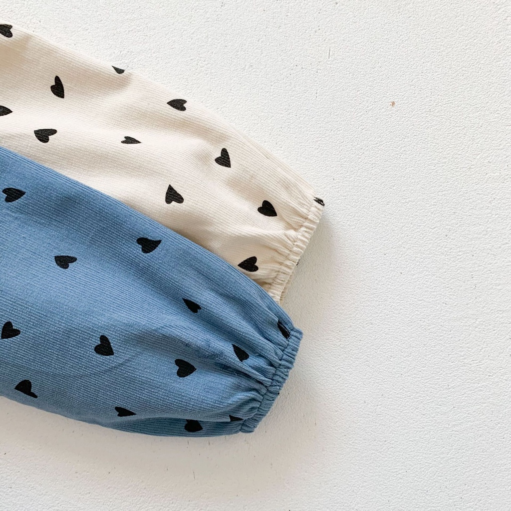 Áo liền quần dài tay in hình trái tim xinh xắn dành cho bé sơ sinh