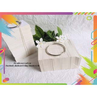Flashcard thẻ từ vựng1000 thẻ flashcard trắng dày đẹp kèm 10 khoen