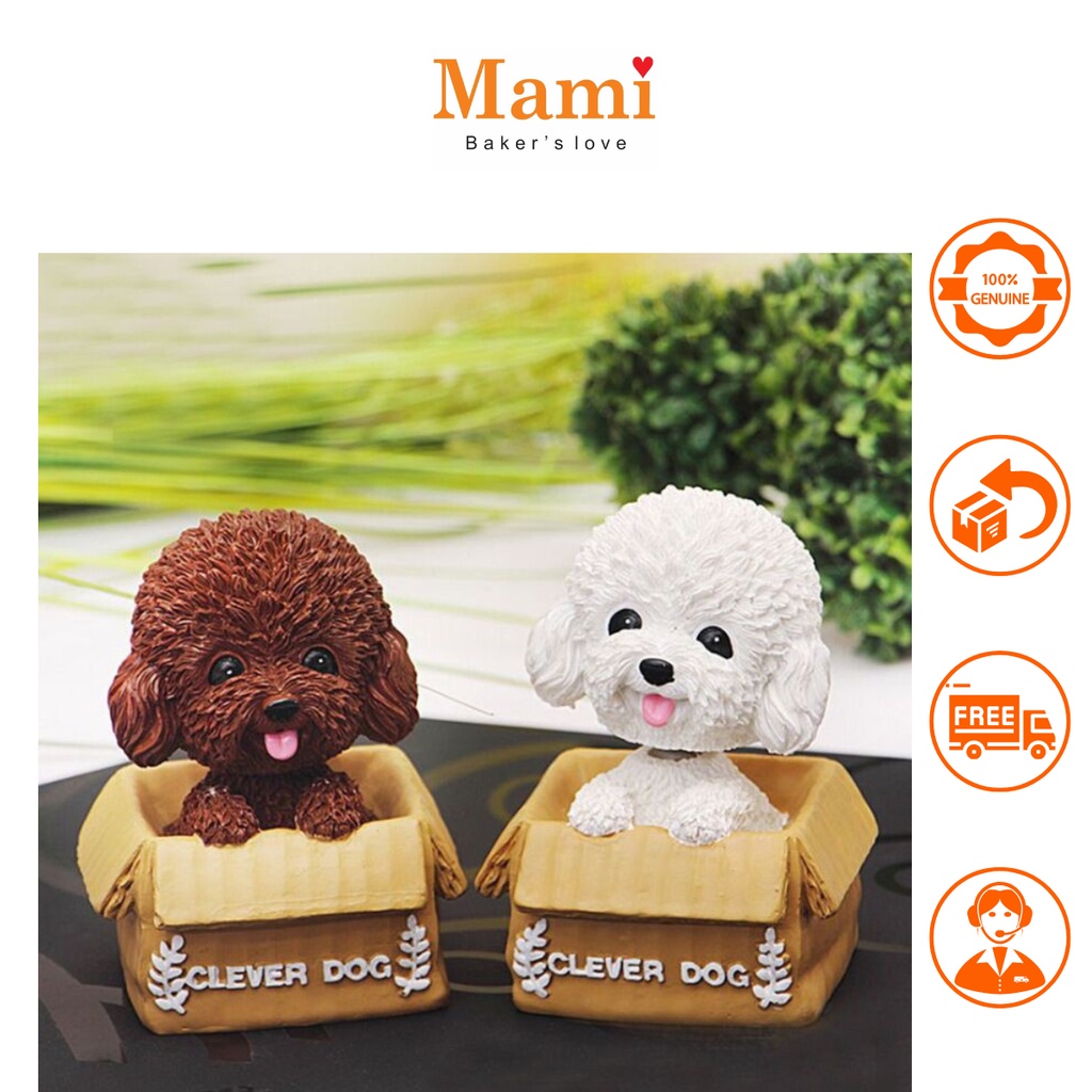 Mô Hình Chó Poodle Nhựa Phụ Kiện Trang Trí Bánh Phụ KIện Trang Trí Bánh Kem Sinh Nhật