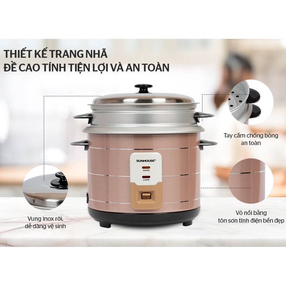 Nồi cơm điện Sunhouse 1.8 lít SHD8125-Chính Hãng trưng bày-Nấu cơm công nghệ nấu 1D