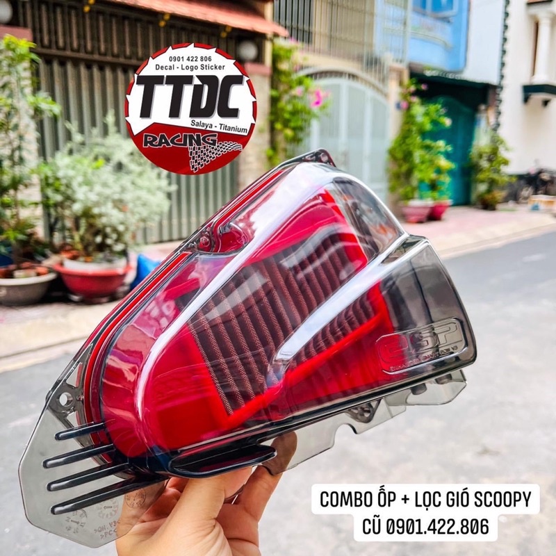 Ốp Pô e + Lọc Gió Đỏ gắn Scoopy 2020 tặng kèm thú như hình