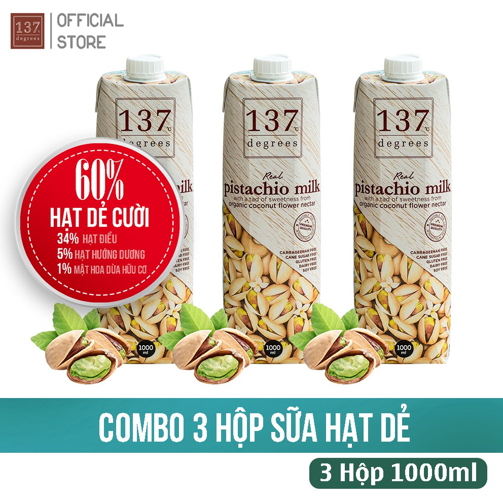 Combo 3 Hộp Sữa Hạt nguyên chất ÓC CHÓ - HẠNH NHÂN - HẠT DẺ - 3 Hộp 1000ml