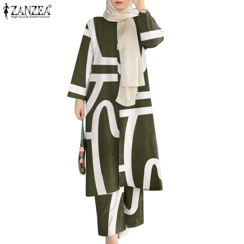Zanzea Bộ Đồ Hồi Giáo Cổ Tròn In Họa Tiết Phong Cách Bohemian Thời Trang Cho Nữ