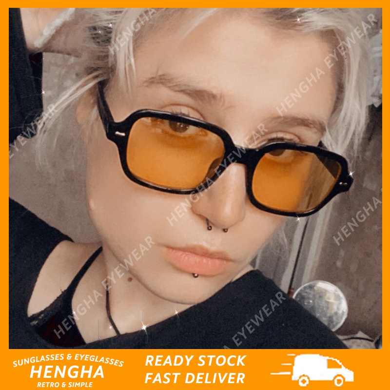 Kính Mát Gọng Oval Màu Vàng Thời Trang Cho Nam Nữ