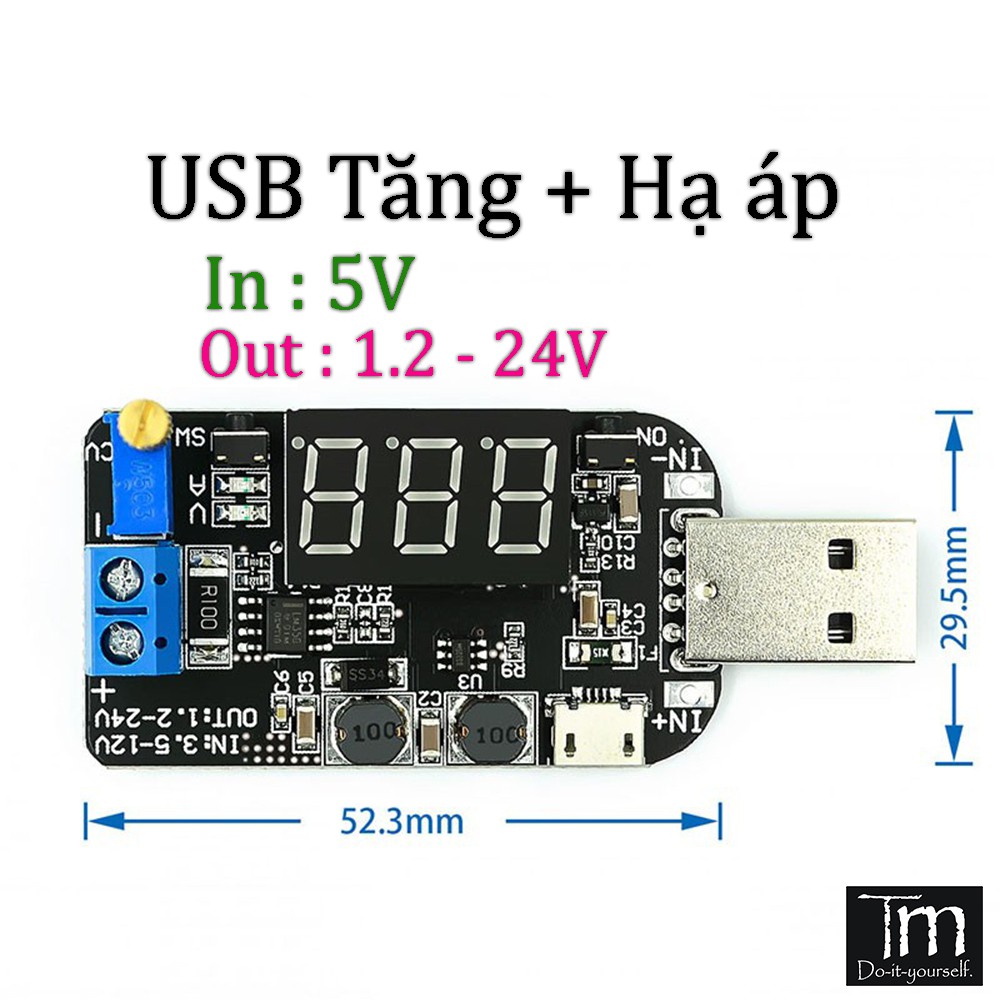 Mạch Tăng Hạ Áp Cổng USB Ra 1.5-24V Tiện Dụng