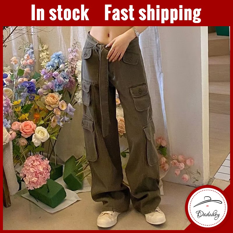 DaDuHey Men's and Women's Summer Thin 2022 Fashion Brand Functional Loose Straight Cargo Pants Ins Korean Style Trendy Fashion Joker Multi-Pocket Slacks