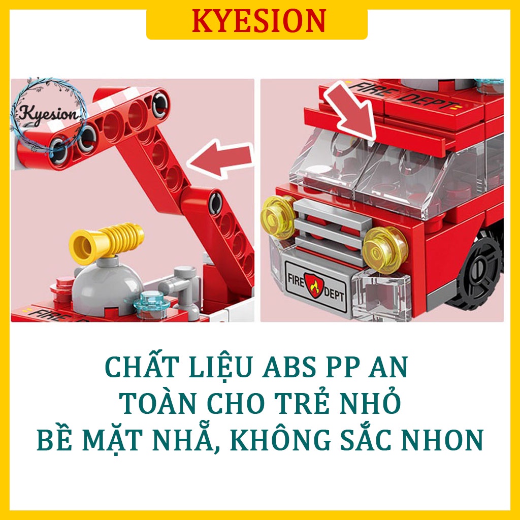 ĐỒ CHƠI THÔNG MINH LEGO XE CỨU HỎA KEYSION LÀM BẰNG NHỰA ABS PP AN TOÀN CHO TRẺ, GIÚP BÉ PHÁT TRIỂN TRÍ TUỆ