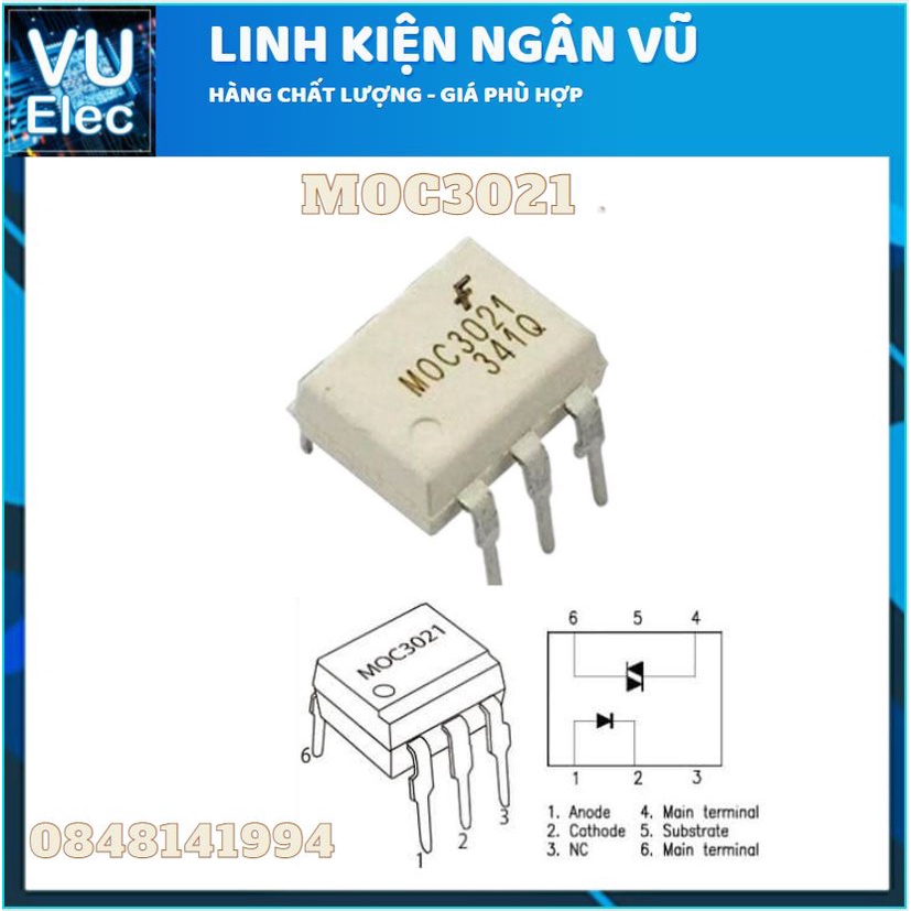IC quang điều khiển Triac MOC3081 - MOC3021M DIP6