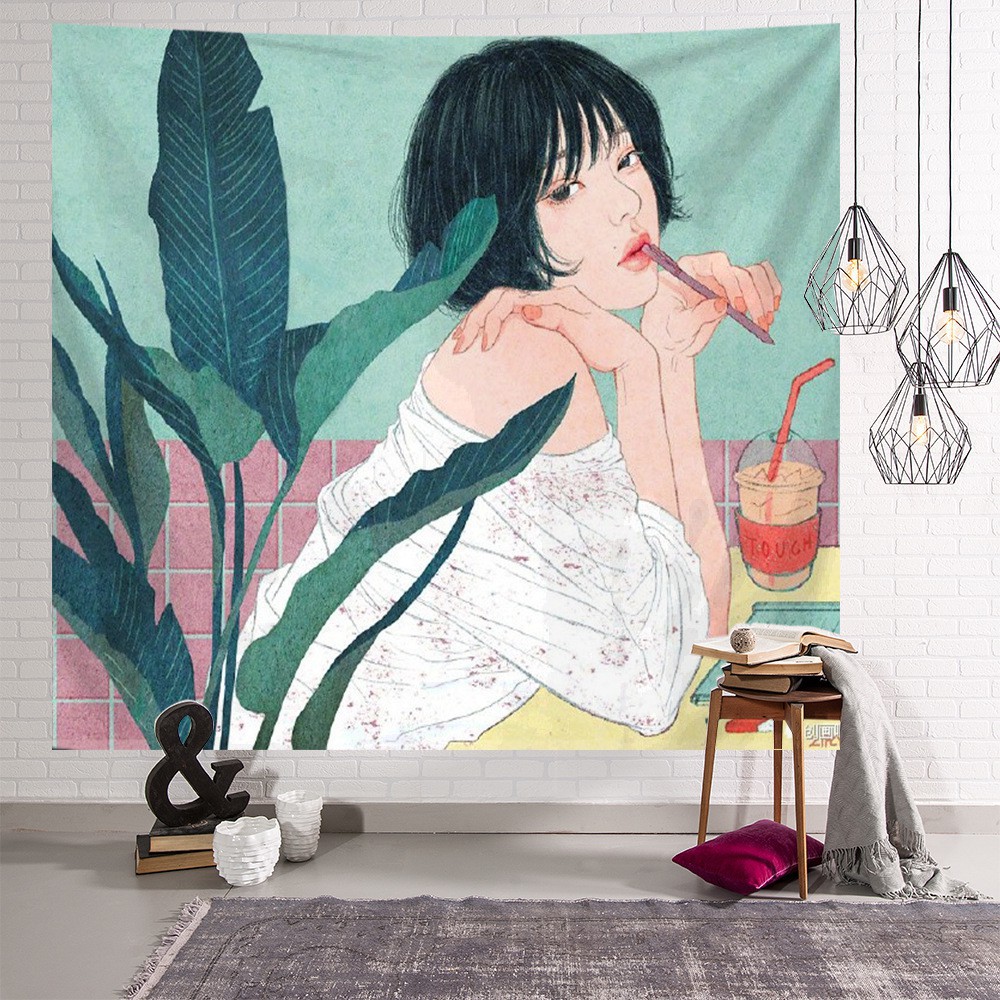 [Hàng Loại 1] Vải treo tường -thảm treo tường -Decor vintaghe anime có in hình theo yếu cầu (150x130cm, TẶNG móc treo)