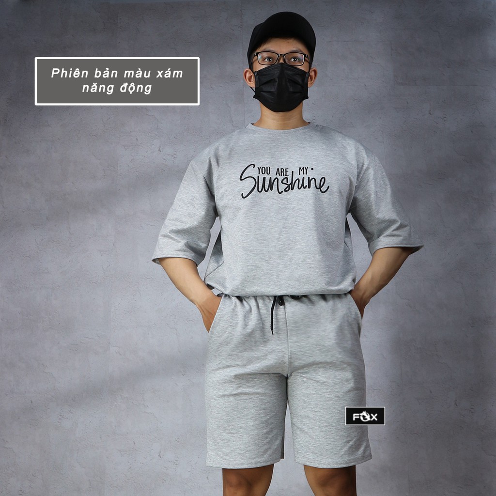 Bộ đồ nam nữ The Fox đồ bộ Unisex tay lỡ Form rộng phong cách Ulzzang Hàn Quốc in Sun Shine | BigBuy360 - bigbuy360.vn