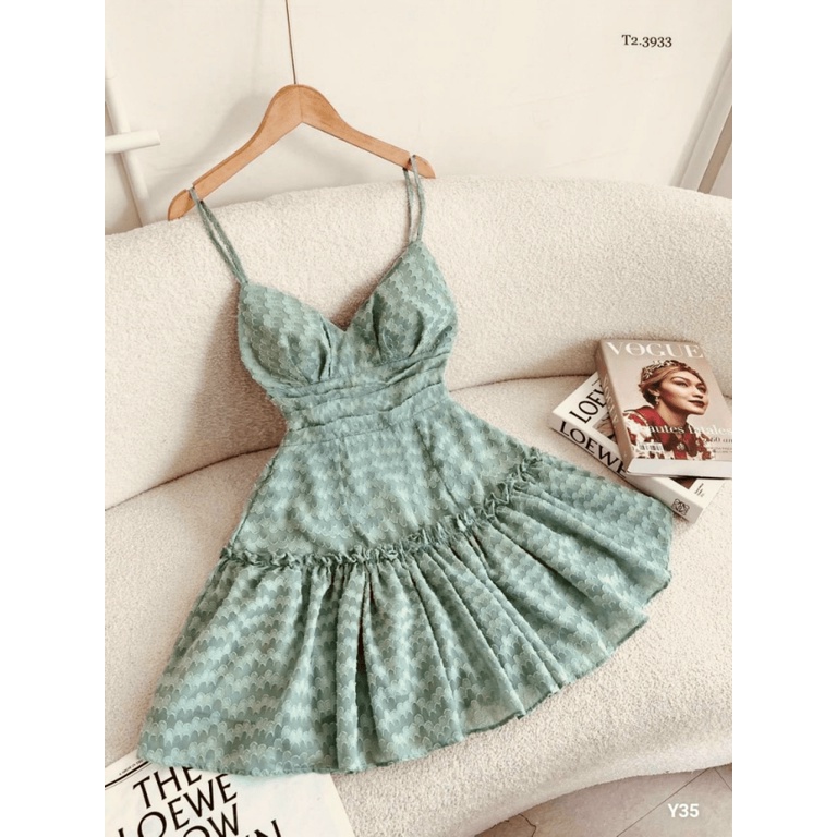 ĐẦM XỐP REN TƠ HAI DÂY DÁNG XÒE MẪU Y HÌNH MẶC LÀ XINH UP